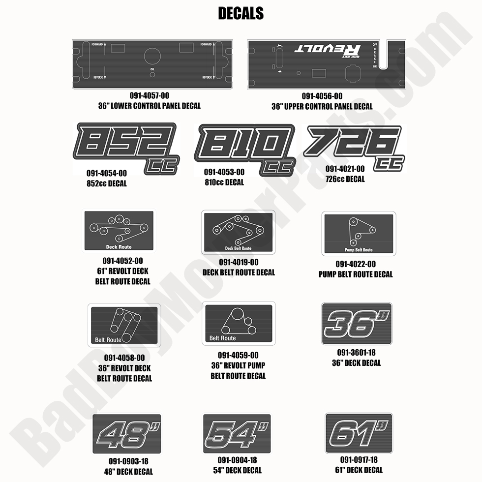 2442 - Bad Boy Mower Parts Lookup > 2020 > Revolt > Decals-2